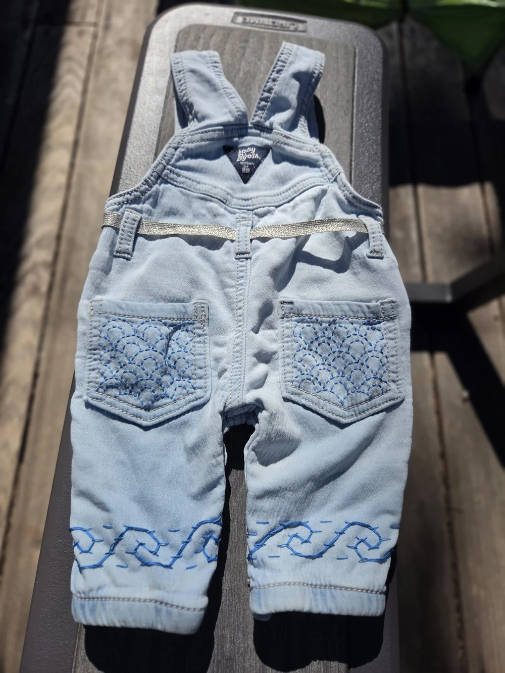 OshKosh B'gosh Light Blue Denim Baby Overalls with Sparkle Belt
